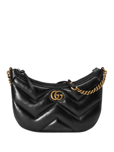 Gucci Gg Marmont Small Leater Shoulder Bag In Black