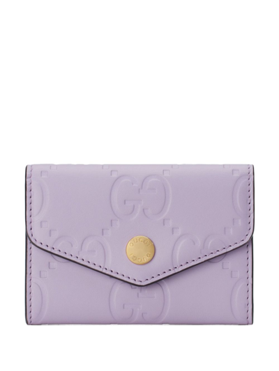 Gucci Gg Leather Card Case In Violet