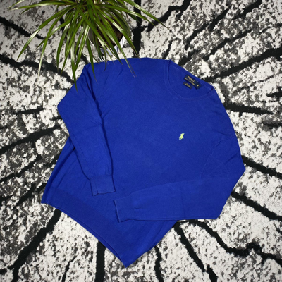 Pre-owned Polo Ralph Lauren X Vintage Polo Ralph Laurent Vintage Small Logo Crewneck Sweater Knit In Blue