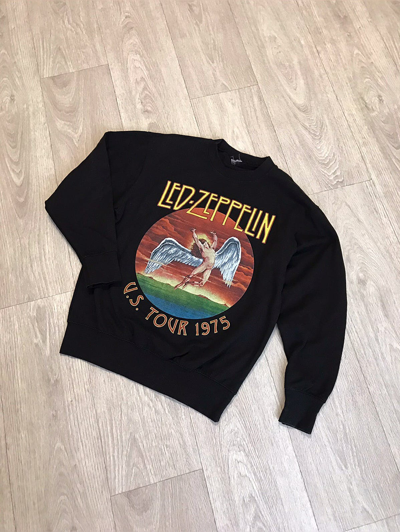 Pre-owned Band Tees X Led Zeppelin Vintage Sweatshirt Led Zeppelin Y2k Big Logo In Black