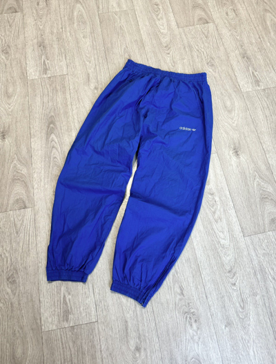 Pre-owned Adidas X Vintage Adidas Track Pants Nylon Drill Y2k Style 90's In Blue