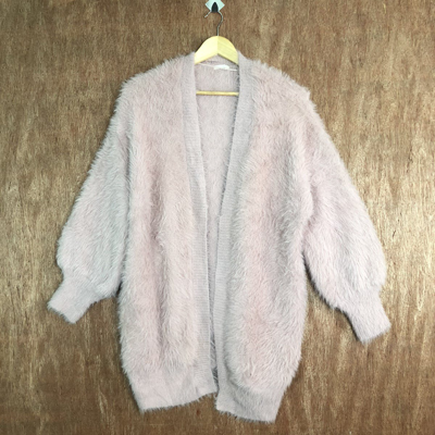 Pre-owned Aran Isles Knitwear X Cardigan Gu Japan Light Pink Cardigan Mohair Soft Fur Knitwear (size Large)