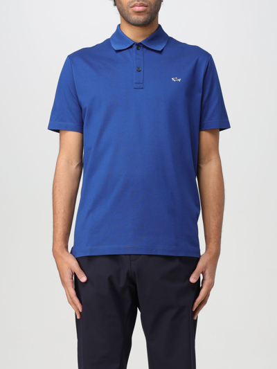 Paul & Shark Short-sleeved Cotton Polo Shirt For Casual Style In Blue