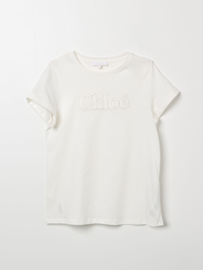 Chloé Kids' Baby Cotton Jersey T-shirt In White