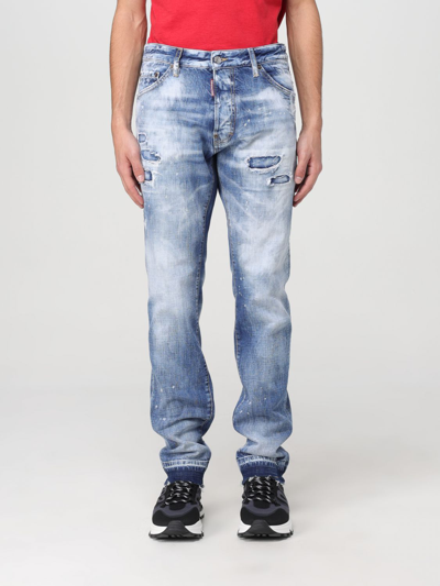 Dsquared2 Bleached Slim-leg Jeans In Blue