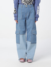 Ganni Womens Mid Blue Vintage Cutline Straight-leg High-rise Organic-denim Trousers In Blue