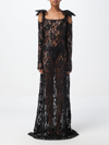 Nina Ricci Bow-embellished Sequinned Lace Gown In Black