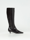 Totême Toteme The Slim Knee High Boots In Crocodile Effect Leather In Brown