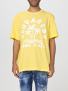 Dsquared2 Cotton Crew-neck T-shirt With Print In Yellow