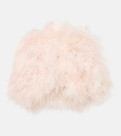 Dolce & Gabbana Cropped Feather Jacket In Pink
