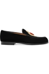 CHRISTIAN LOUBOUTIN PEROU CORAZON APPLIQUÉD VELVET LOAFERS