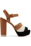 MICHAEL MICHAEL KORS ANISE STRIPED SUEDE PLATFORM SANDALS