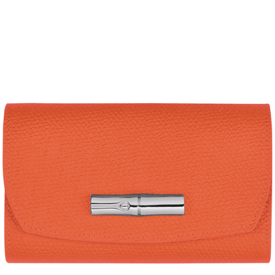 Longchamp Roseau Leather Bi-fold Wallet In Orange