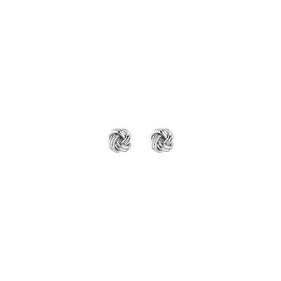 Aurate New York Silver Knot Stud Earrings In White