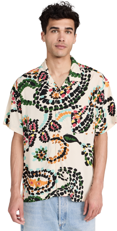 Obey Paisley Dots Woven Button-down Shirt Top In Neutral, Men's At Urban Outfitters In White
