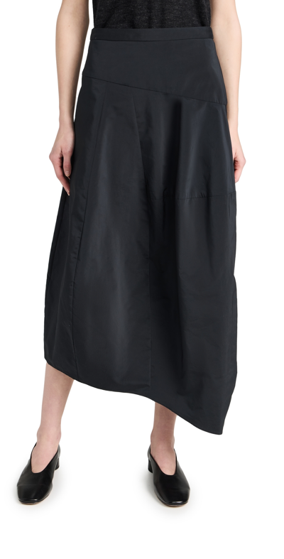 Tibi Nylon Asymmetrical Balloon Skirt Black In Black