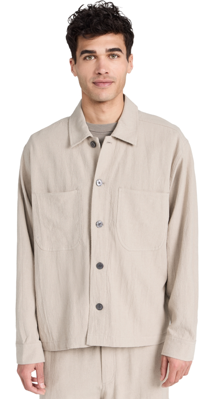 Obey Antonio Linen Blend Utility Shirt Jacket Oatmeal