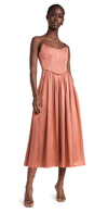 Zimmermann Brown Paneled Midi Dress In Papaya