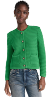 Ba&sh Gaspard Crewneck Cardigan Sweater In Vert