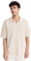 Madewell Mari Gold Johnny Collar Polo Vintage Linen In Vintage Ivory