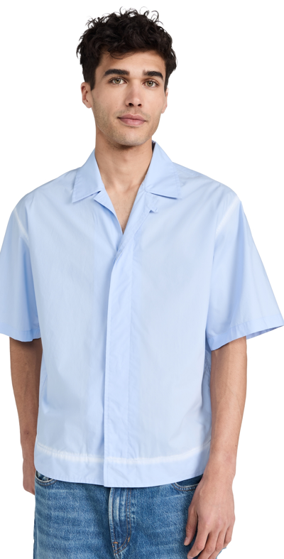 Mm6 Maison Margiela Men's Cotton Short-sleeve Boxy Shirt In Light Blue