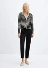 MANGO STRIPED CARDIGAN WITH BUTTONS BLACK