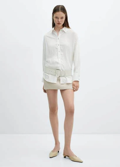 Mango Shirt With A Bow At The Back Off White In Blanc Cassé