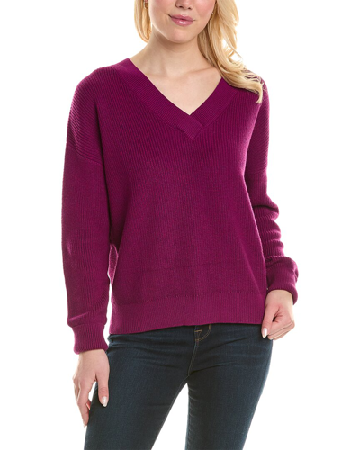 Forte Cashmere Easy Stripe Sweater In Purple