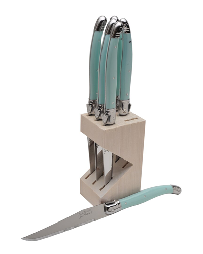 Jean Dubost 6pc Knife Block Set In Blue