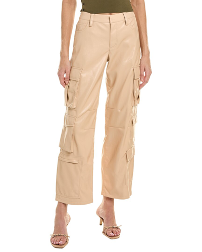 Alice And Olivia Luis Faux-leather Cargo Trousers In Brown