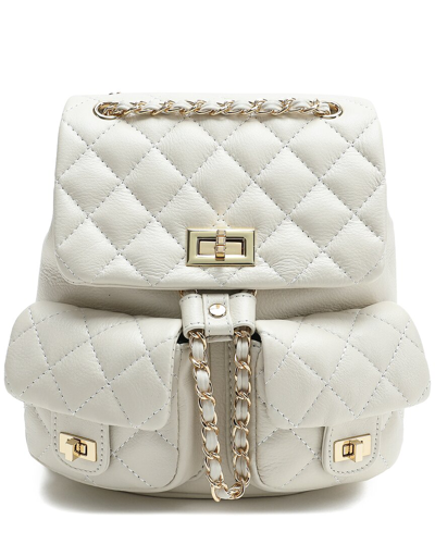 Tiffany & Fred Paris Quilted Leather Backpack In White