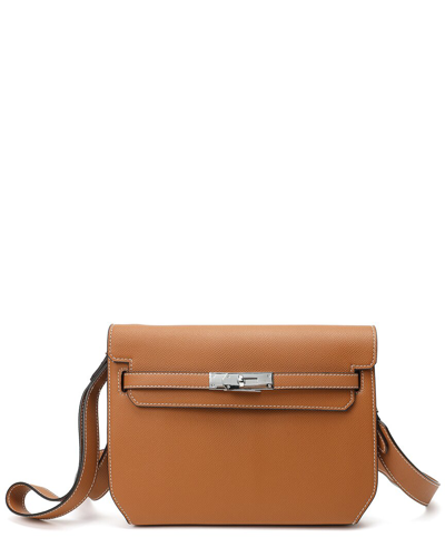 Tiffany & Fred Paris Togo Leather Crossbody In Brown
