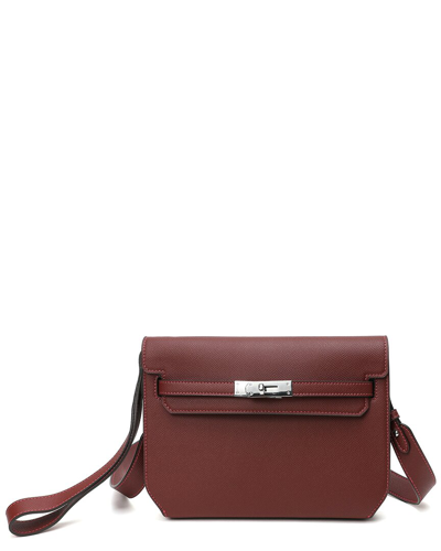 Tiffany & Fred Paris Togo Leather Crossbody In Brown