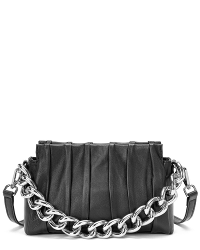 Tiffany & Fred Paris Pleated Leather Shoulder Bag In Black