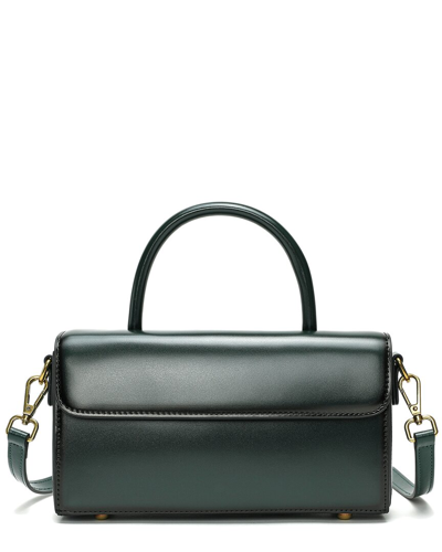 Tiffany & Fred Paris Smooth & Polished Leather Top Handle Shoulder Bag In Green