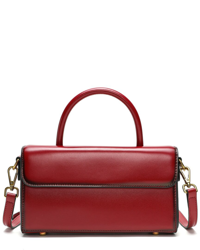 Tiffany & Fred Paris Smooth & Polished Leather Top Handle Shoulder Bag In Burgundy