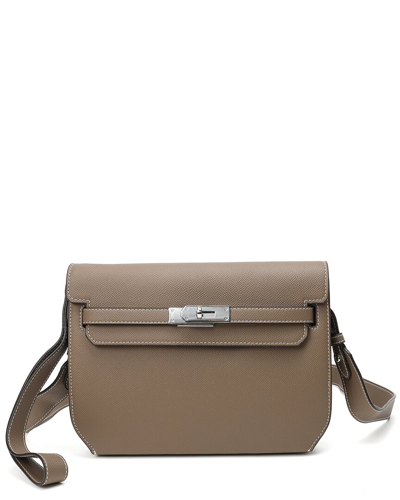 Tiffany & Fred Paris Togo Leather Crossbody In Brown