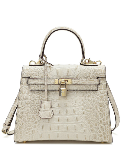 Tiffany & Fred Paris Alligator-embossed Leather Satchel In Neutral
