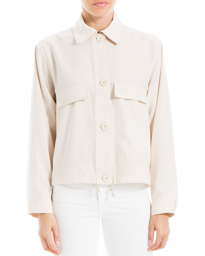 Max Studio Long Sleeve Twill Jacket In White