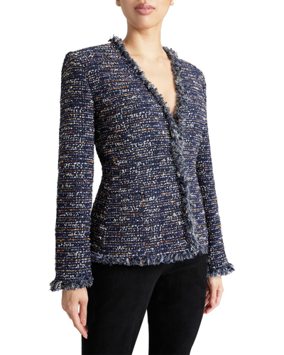 Santorelli Women's Cynthia V-neck Tweed Jacket In Blue