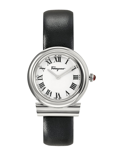 Ferragamo Salvatore  Gancini Quartz White Dial Ladies Watch Sfmv00122 In White/silver Tone/black