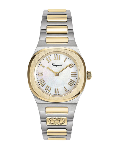 Ferragamo Women's Elliptical Watch In White