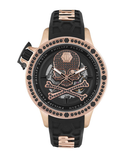 Philipp Plein Hyper Sport Automatic Crystal Black Dial Men's Watch Pwuaa0323 In Black / Gold Tone / Rose / Rose Gold Tone / Skeleton