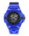 Philipp Plein Men's The $kull Blue Transparent Silicone Strap Watch 45mm