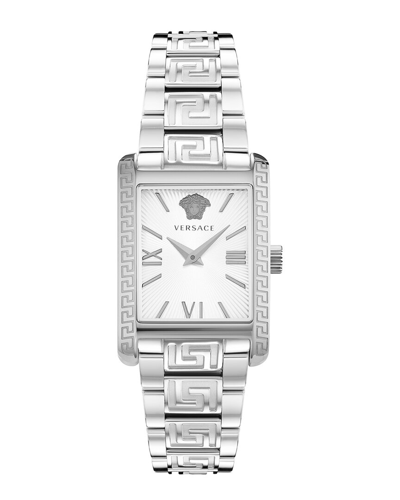 Versace Tonneau Watch, 23mm X 33mm In White/silver