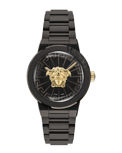 Versace Medusa Infinite Quartz Black Dial Ladies Watch Ve3f00622 In Black / Gold Tone