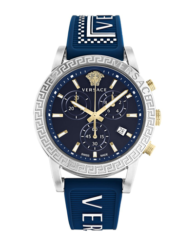 Versace Sport Tech Chronograph, 40mm In Blue/blue