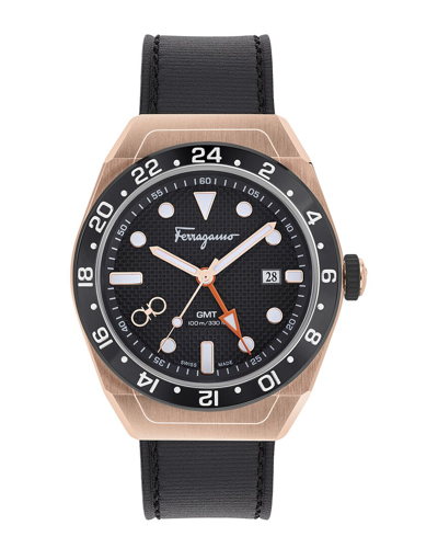 Ferragamo Slx Gmt Silicone Watch In Black