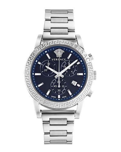 Versace Sport Tech Chronograph Watch In Blue/silver