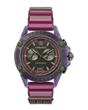 Versace Men's Swiss Chronograph Icon Active Transparent Purple Silicone Strap Watch 44mm